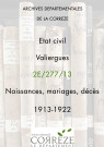 Naissances, mariages, décès (1913-1922).