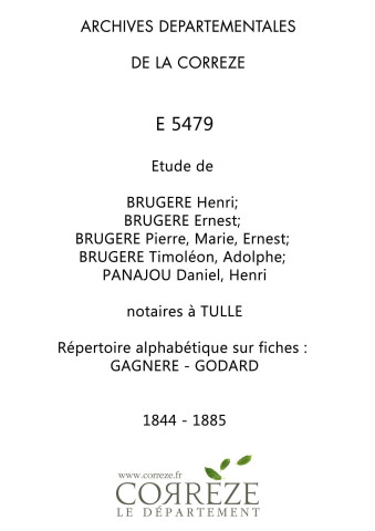 Répertoire alphabétique sur fiches : Gagnère-Godard