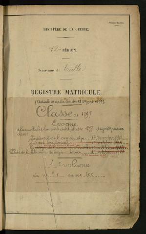 Classe 1897 : matricules 1 à 500.