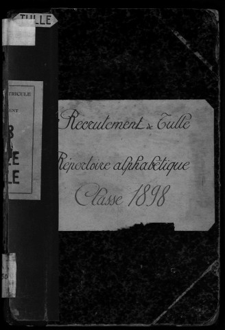 Classe 1898 : table alphabétique.