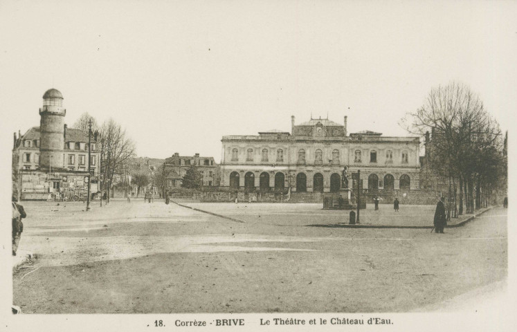 Brive-la-Gaillarde : "18. Corrèze - Brive - Le théâtre et le château d'eau.".