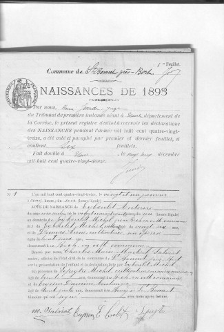 Naissances, mariages, décès (1893-1902)