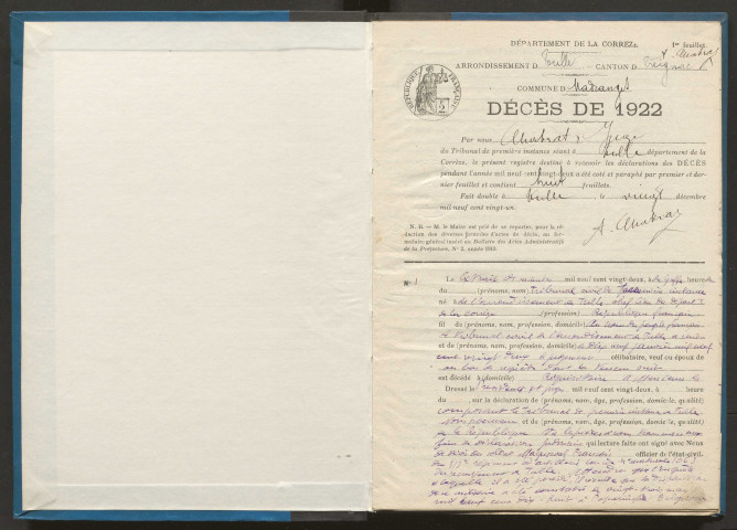 Décès (1922-1932).