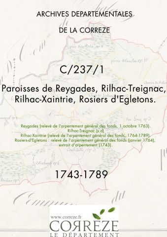 Paroisses de Reygades, Rilhac-Treignac, Rilhac-Xaintrie, Rosiers d'Egletons.