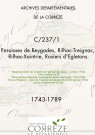 Paroisses de Reygades, Rilhac-Treignac, Rilhac-Xaintrie, Rosiers d'Egletons.