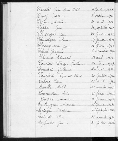 Tables décennales des décès (1943-1952)