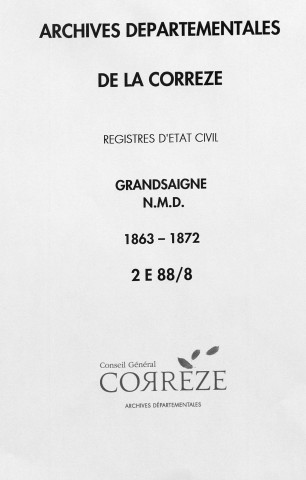 Naissances, mariages, décès (1863-1872)