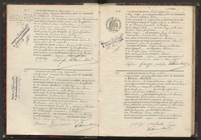 Naissances (1903-1921).