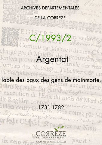 Tables des baux des gens de mainmorte.