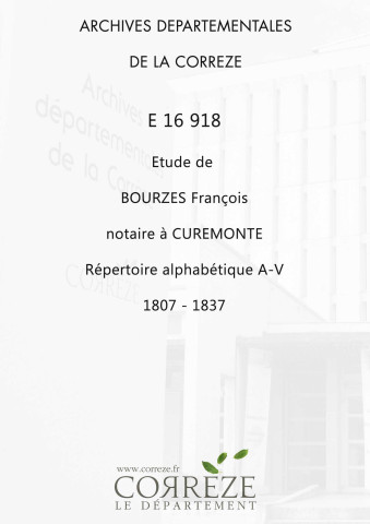 Répertoire alphabétique : A-V