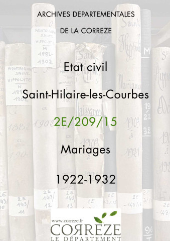 Mariages (1922-1932).