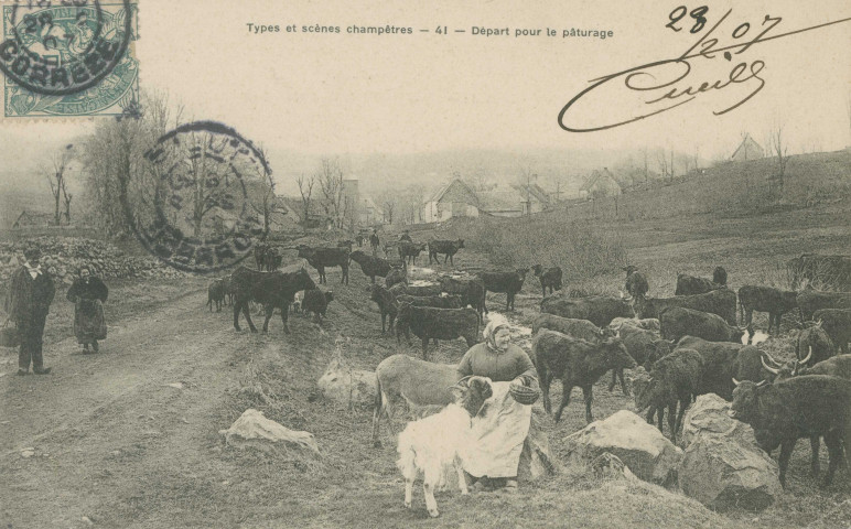 Folklore : "Types et scènes champêtres - 41 - Départ pour le pâturage".