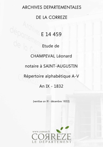 Répertoire alphabétique : A-V