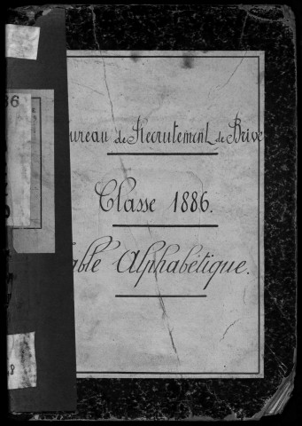 Classe 1886 : table alphabétique.
