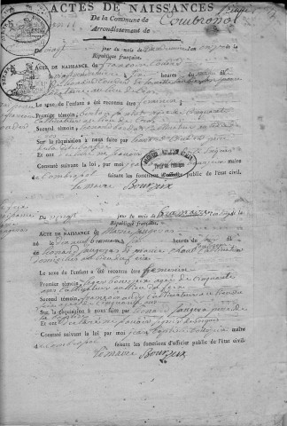 Naissances, mariages, décès (1803-1812)