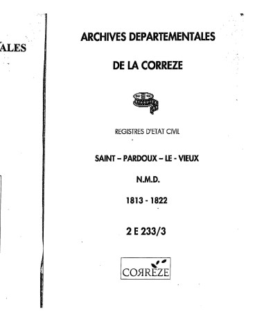 Naissances, mariages, décès (1813-1822)