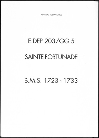 Baptêmes, mariages, sépultures (1723-1733)