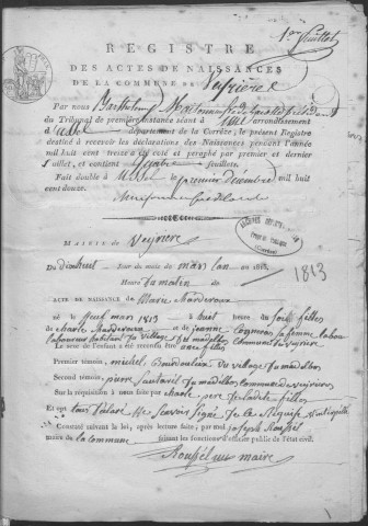 Naissances, mariages, décès (1813-1822)