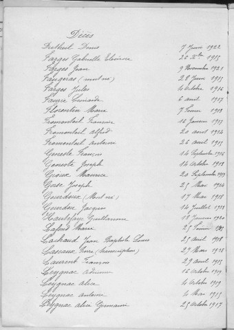 Tables décennales des décès (1913-1922)