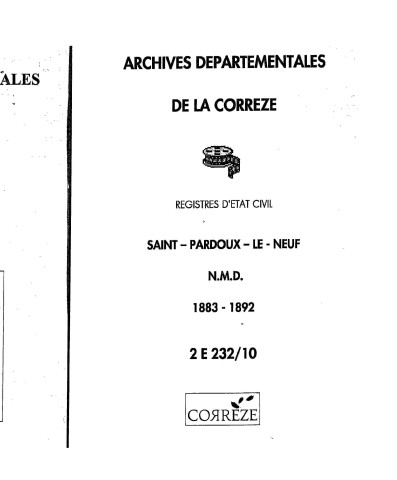 Naissances, mariages, décès (1883-1892)