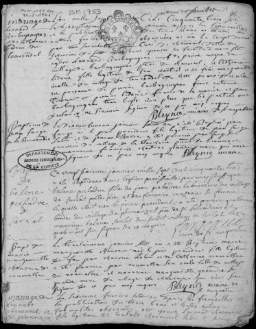 Baptêmes, mariages, sépultures (1753-1762)
