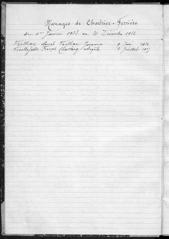 Tables décennales des mariages (1923-1932)