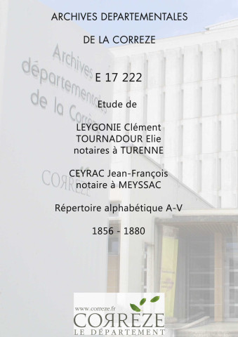Répertoire alphabétique : A-V