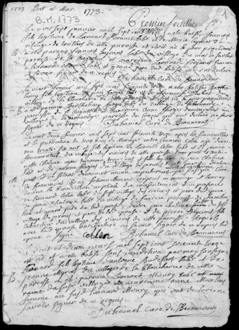 Baptêmes, mariages, sépultures (1773-1791)