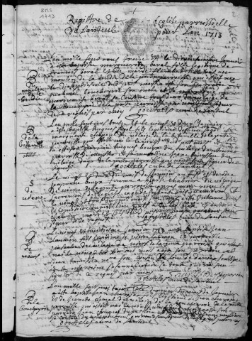 Baptêmes, mariages, sépultures (1713-1750)