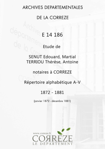 Répertoire alphabétique : A-V