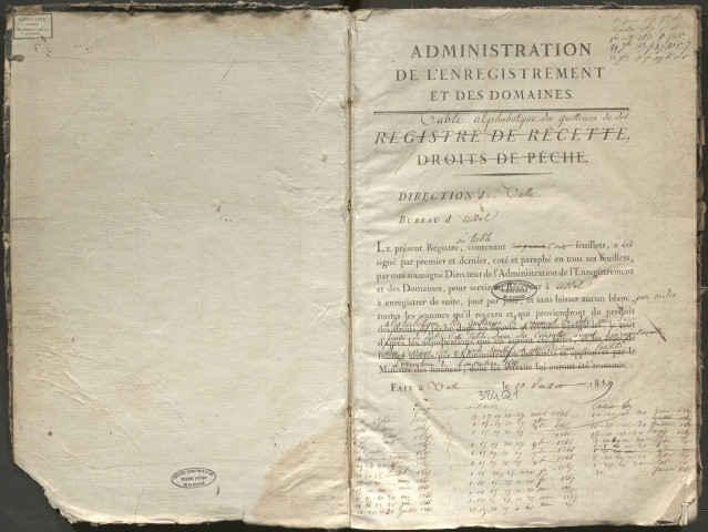 Table des quittances de dot