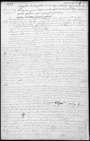 Baptêmes, mariages, sépultures (1773-1782)