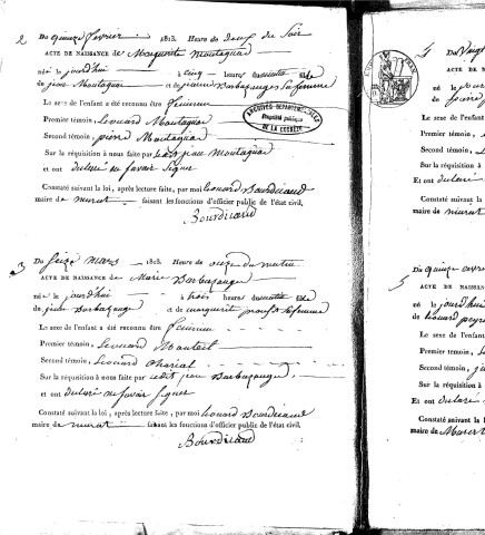 Naissances, mariages, décès (1813-1822)