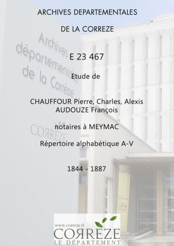 Répertoire alphabétique : A-V