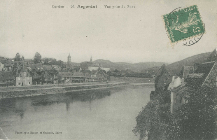 Argentat : "Corrèze - 20 - Argentat - vue prise du pont".