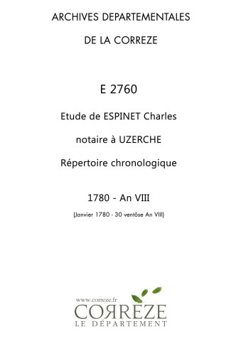 Répertoire chronologique : 1780-an VIII