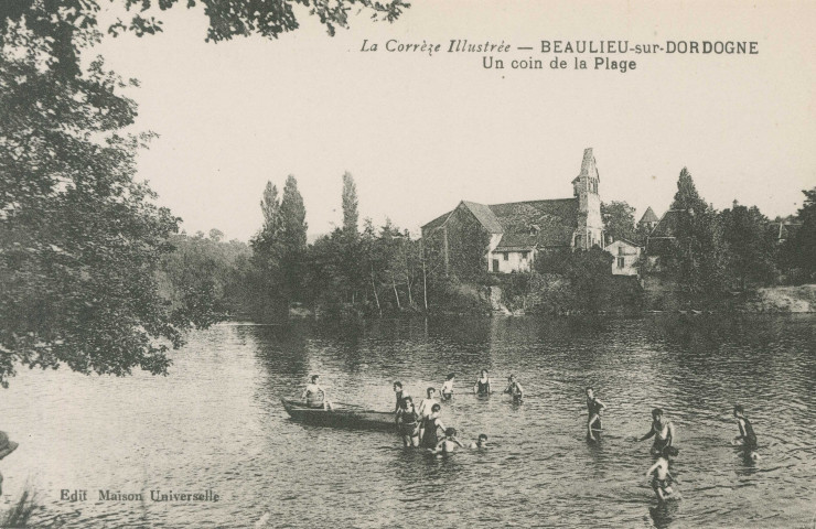 Beaulieu-sur-Dordogne : "La Corrèze illustrée - Beaulieu-sur-Dordogne - Un coin de la plage".
