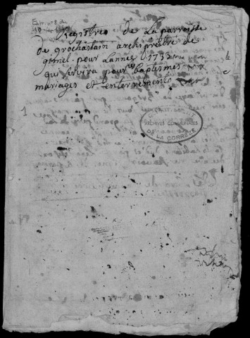 Baptêmes, mariages, sépultures (1733-1753)