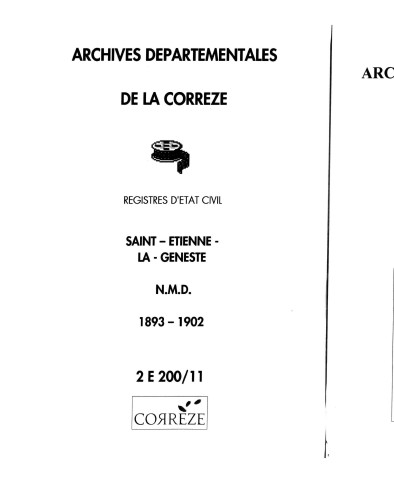 Naissances, mariages, décès (1893-1902)