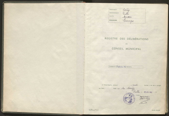Délibérations du conseil municipal. 02 septembre 1962-26 décembre 1976