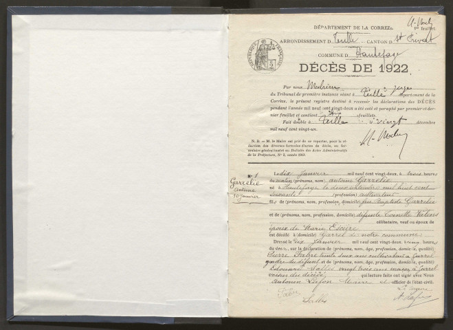 Décès (1922-1932).