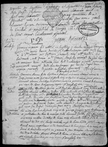 Baptêmes, mariages, sépultures (1765-1792)