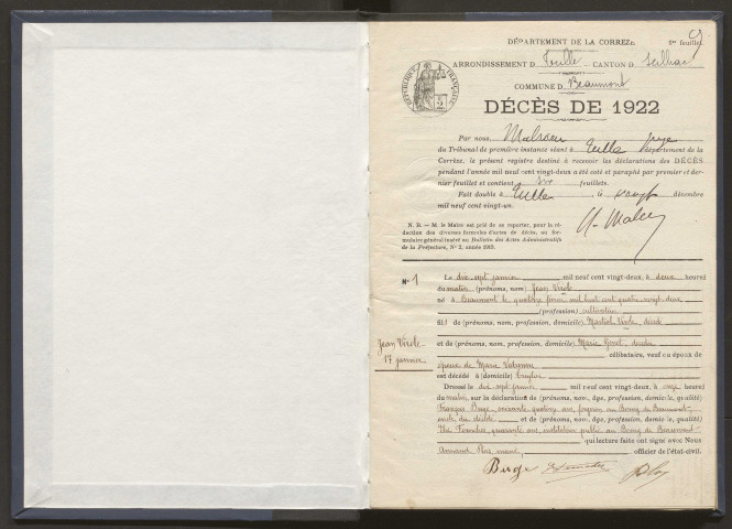 Décès (1922-1932).