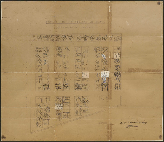 Plan d'agrandissement du cimetière. 26 août 1939