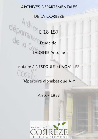 Répertoire alphabétique : A-Y