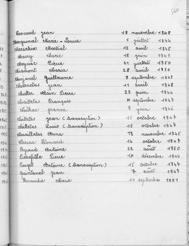Tables décennales des décès (1943-1952)