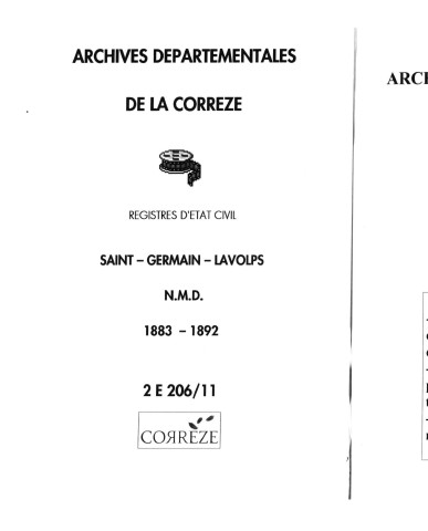Naissances, mariages, décès (1883-1892)