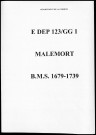 Baptêmes, mariages, sépultures (1679-1739)