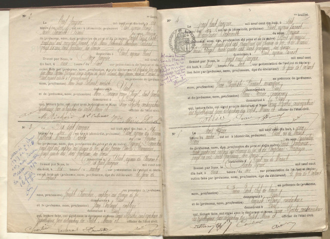 Naissances, mariages, décès (1918-1922).