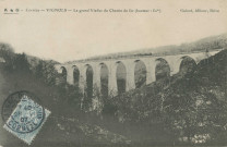 Vignols : "Corrèze - Vignols - Le grand viaduc du chemin de fer (hauteur : 50 m)".